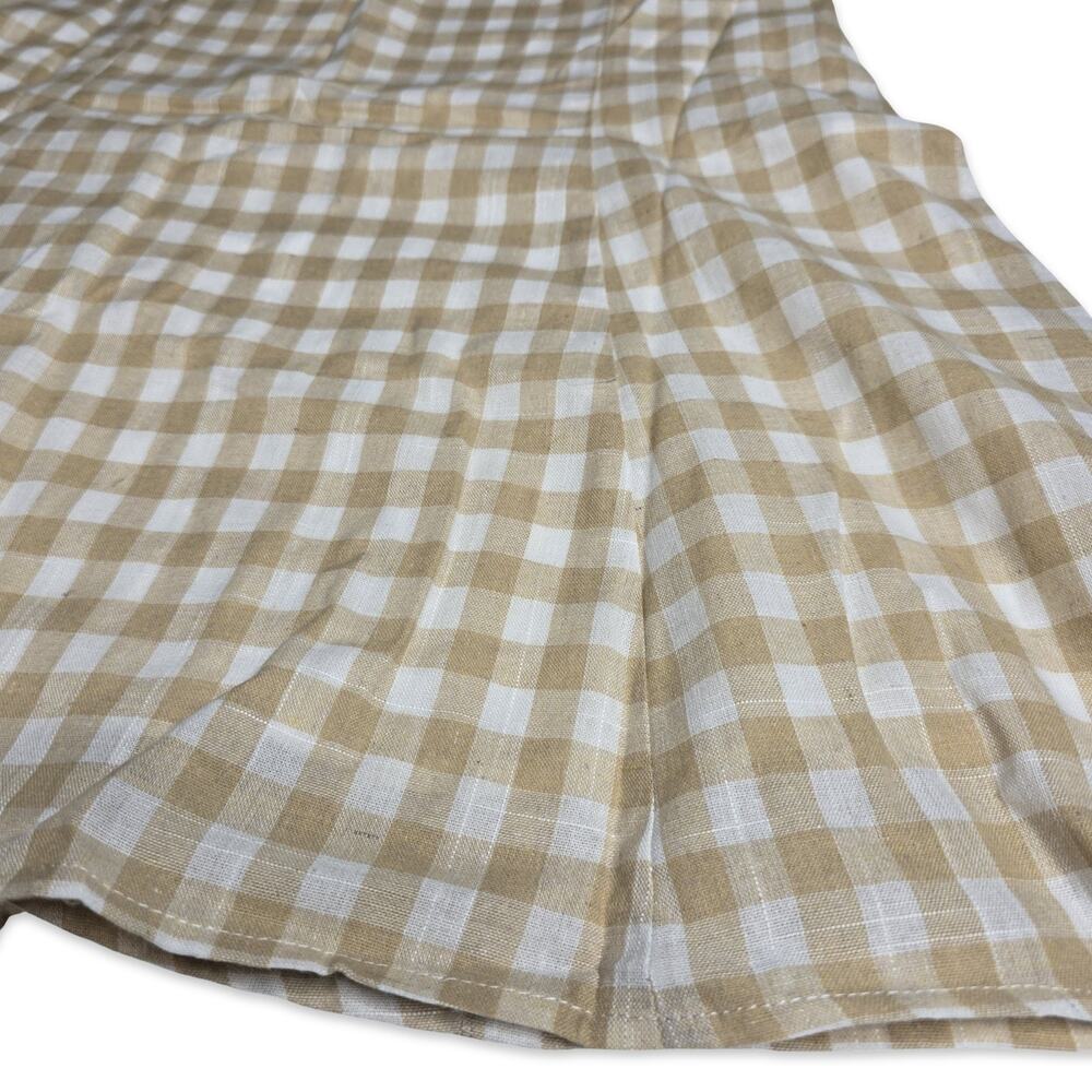 Promesa Gingham Mini Dress L Tan White Plaid Bustier Fit Flare Cottagecore NWT - Picture 11 of 15